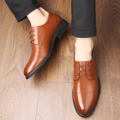 Dress Shoes for Men Lace Up Round Toe Brogue Wingtips New Shoes Block Heel Low Top Anti-Slip Rubber Sole Slip Resistant Classic2