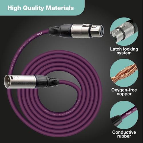 Image of Stagg 3m /10ft XLR to XLR Microphone Cable - Purple