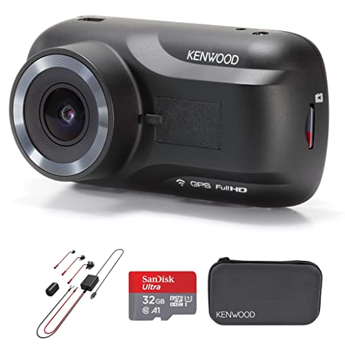KENWOOD DRV-A301W Pro Driver Dash Cam Bundle CA-DR1030 Hardwire Kit - Scheda SD da 32 GB - Custodia per il trasporto - App per smartphone
