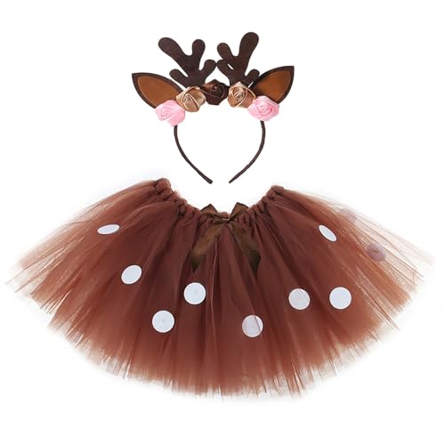 Kostüm Rentier Kinder Haarreif Rentier mit Tutu Rock Kinder Mädchen Tier Roleplay Halloween Weihnachten Karneval Kostum Verkleidung Karneval Tüllrock Mädchen