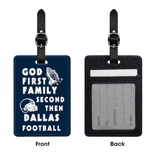 Suamoment 20240911 2 Pcs Funny American Footbal Luggage Tags For Suitcases – God First, Family Second, Then Dallas Football – Pu Leather Travel Id Bag Tags – Durable & Trendy Travel Accessories For Sports Fans thumb #6