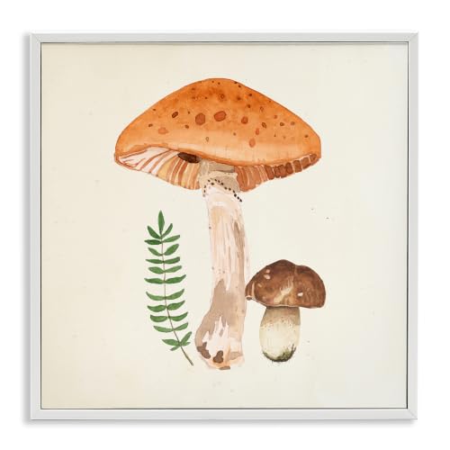 Woodland Mushroom Botanical Fern, 12 x 12 Inch Framed Giclée Print
