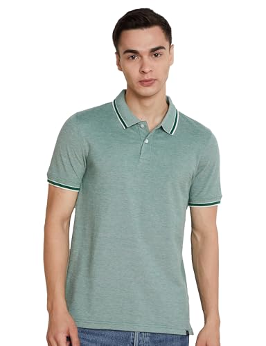 Image of Amazon Brand - Symbol Men's Cotton Rich Textured Polo Tshirts | Collar Plain Tshirts | Half Sleeves - Regular Fit (Available in Plus Sizes)