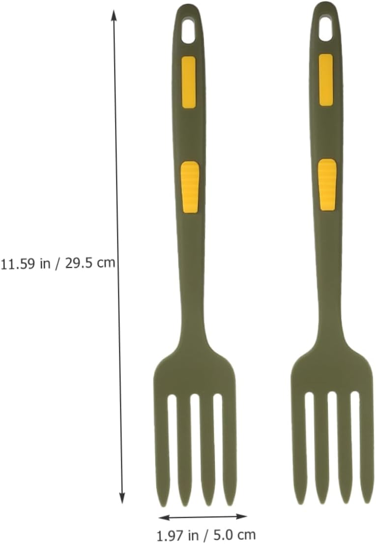 GLEAVI 2Pcs Heat-Resistant Silicone Cooking Fork Set Flexible Ergonomic Kitchen Utensils for Salad and Pasta Serving Non-Stick Forks for Home Cooking