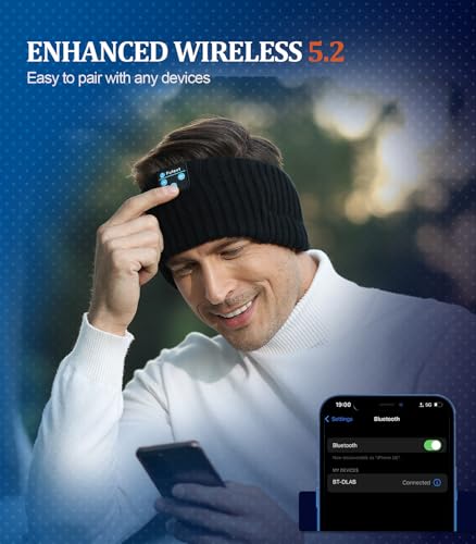 Image of Wireless Ear Warmers, Sleep Headphones Bluetooth Beanie Headband, Wireless Ear Muffs Winter Knit Headphone Headband Birthday Thanksgiving for Women Men Dad Mom