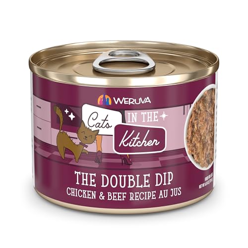 Weruva Cats in The Kitchen, The Double Dip with Chicken & Beef Au Jus Cat Food, 6oz Can (Pack of 24)