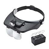 Lupenbrille Stirnband Multifunktionale beleuchtete Brillenlupe 2LED 5 Wechsellinsenlupe for Lesereparaturwerkzeug(FDJ039)
