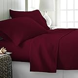 Pure Egyptian King Size Cotton Bed Sheets Set (King, 600 Thread Count) Burgundy Bedding and Pillow...