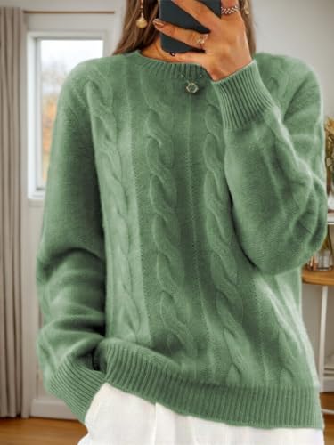 Long Sleeve Sweaters for Women Trendy Crewneck Clothes Vintage Knitted Winter Work Pullover Sweater3