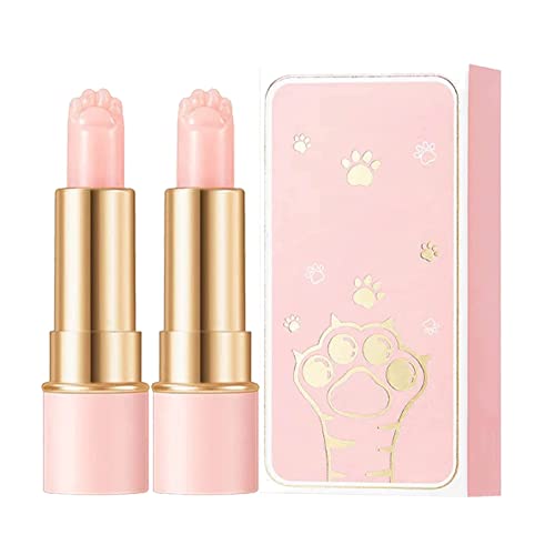 Lippo Thermochromic Lip Balm,Cat Paw Shaped Lip Balm,Color Changing Lip Balm,Long Lasting Moisturizing Lip Balm For Winter (2pcs)