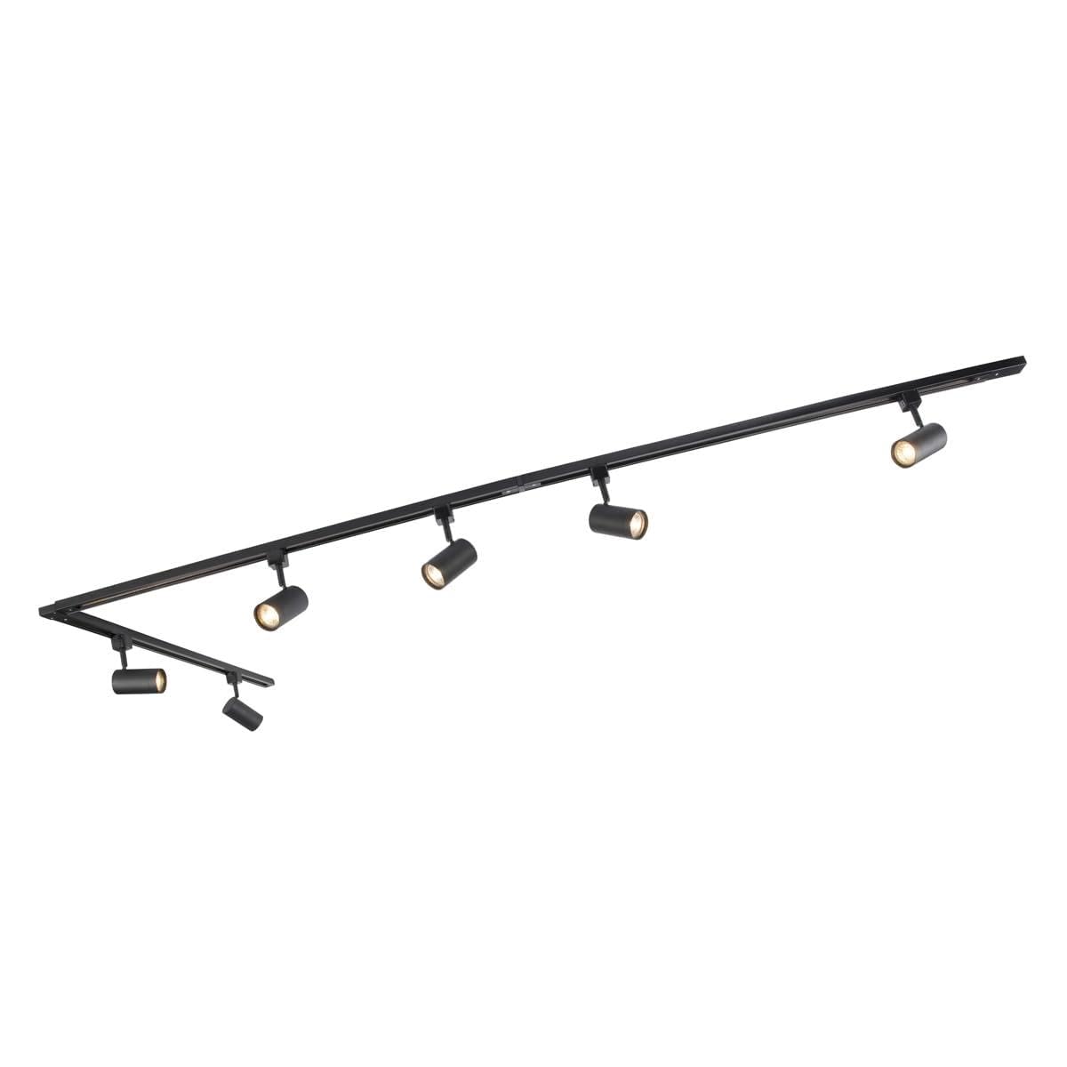QAZQA Moderno Modern railsysteem met 6 spots zwart 1-fase 300cm - Iconic Jeana Acero Alargada/Redonda Adecuado para LED Max. 6 x 50 Watt