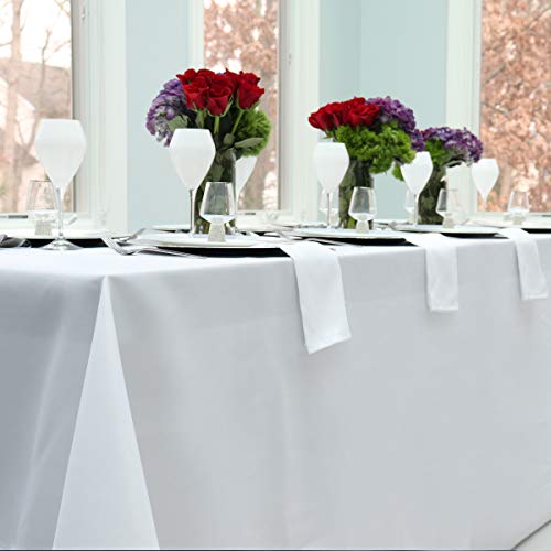 Kadut Rectangle Tablecloth - 90 X 132 Inch - White Rectangular Table Cloth For 6 Foot Table In Washable Polyester – 30” Drop, Great For Buffet Table, Parties, Holiday Dinner, Wedding & More #TOP2