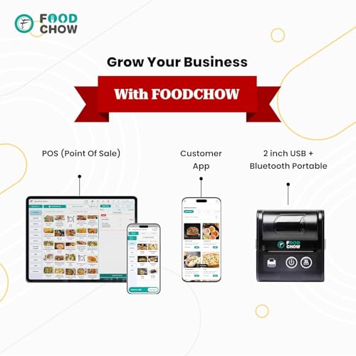 Image of 14 Days Free Trial POS Software + 2 Inch Bluetooth USB Thermal Receipt Printer Subscription for Restaurant, Cafe, Shops - Portable POS Billing Machine with New Website, 2 Rolls & QR Code (4500mah)