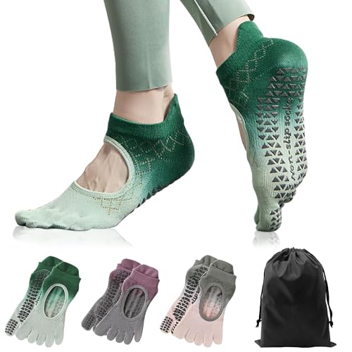 Chaussettes de Pilates antidérapantes femme avec séparateurs d'orteils