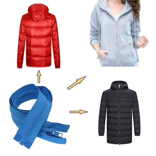 Image of YaHoGa 2PCS #5 29 inch Separating Jacket Zippers for Sewing Coats Jacket Zipper Replacement Plastic Zippers Bulk (29 inch Blue)