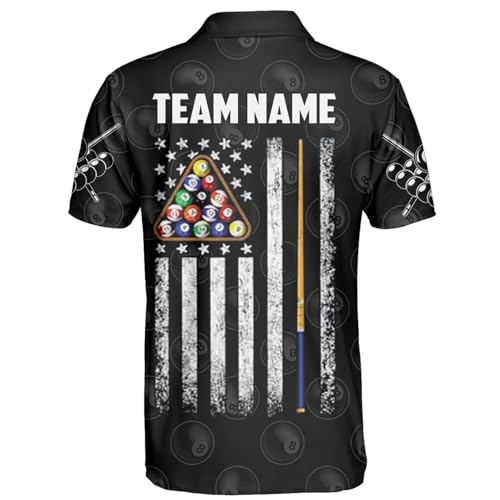 SHAANT Personalized Billiards Pool Shirt for Men, US Flag Billiard Polo Shirts for Men, Custom 8 Ball Pool Team Jerseys3