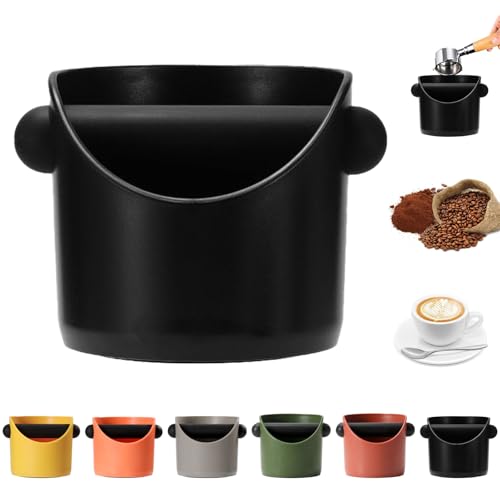 MORAINJAY Small Coffee Knock Box, Black Espresso Coffee Grounds Bin with Removable Knock Bar
