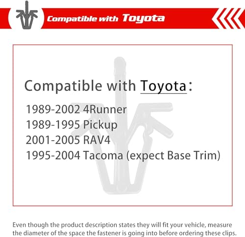 Image of OTUAYAUTO 30PCS Grille Clips Retainer - Length 19mm Interior Trim Panel Grille Fastener Replacement for Toyota Tacoma 1995-2004, 4Runner 1989-2002, Pickup 89-95, RAV4 01-05 Replace OEM 90467-12040