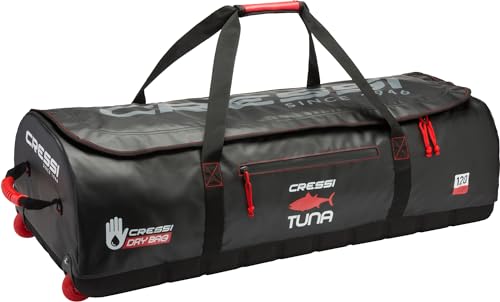 Cressi Unisex-Adult Tuna Dry Wheel Bag Große wasserdichte Tasche mit Rollen, Schwarz/Rot, 120 L