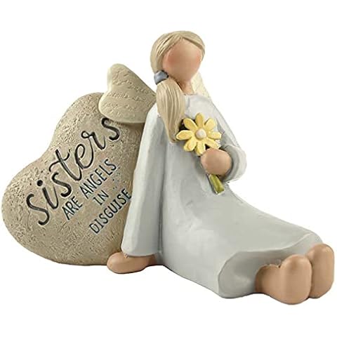Feather & Grace Figurine Inscription Sisters Disguise, Angel Memorial Indoor or Outdoor Decor, Sculptures or Statues As Inspirational Gifts-Resins, Multi, One Size Cover
