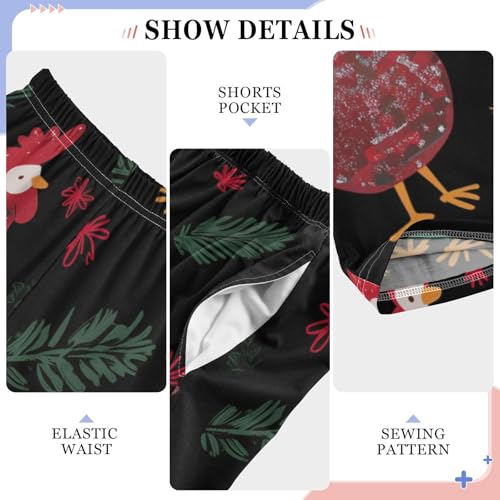 ZZXXB Rooster Spruce Branches Boys Long Pants Soft Trousers Elastic Waist Kids Lounge Bottoms with Pockets S-XL4