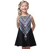 Summer Dress for 4-8 Years Girls Sleeveless Casual Sundress Playwear Beach Dress 3D Print Cute Dress Black Boho 6-7 Years