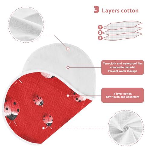 Watercolor Ladybug Red Burp Cloths Baby Boys Girls Absorbent Soft Cotton Burping Cloths Rags, 2 Pack3