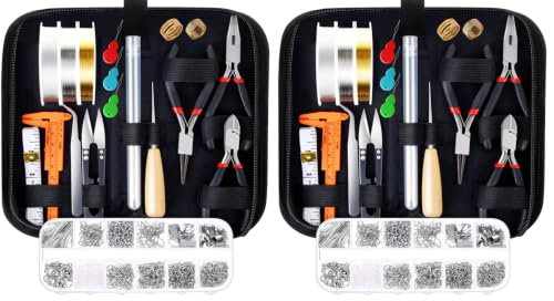 Image of PAXCOO Jewelry Making Supplies Kit with Tools, Wires, Findings for Jewelry Repair and Beading (Pack of 2)
