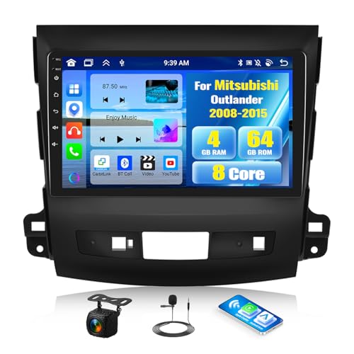 8 Core Car Radio Stereo for Mitsubishi Outlander 2008-2015,4+64G Android 13 Wireless Carplay Android Auto,9 Inch Touchscreen Car Radio GPS WiFi Bluetooth FM/RDS DSP EQ SWC Dual USB Backup Camera