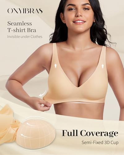 Image of Smooth V Jelly Bras for Women No Underwire Seamless Plunge Bralettes T Shirt Sleep Everyday Bra with Bra Extender