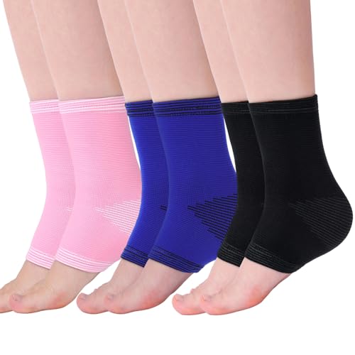 ViEinkaufen 3 Pairs Ankle Support Brace For Kids S Size Ankle Compression Support Socks Elastic Foot Sleeves For Kids Recovery Running Football Biking 5-12 Years Boy Girls