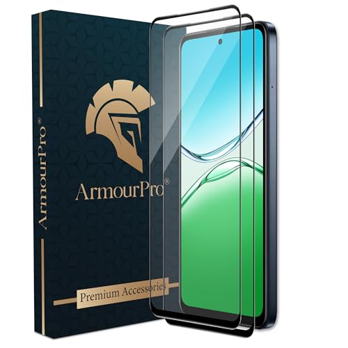 Image of ArmourPro Military Grade Gorilla Tempered Glass Compatible For Oppo A5X (6.67 Inch) With Easy Installation Kit for Smartphone| Edge To Edge Coverage | Black, Pack of 2