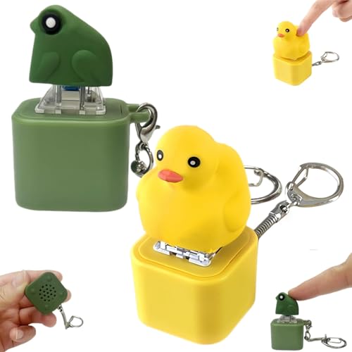 Duckeys & Rane Quaken Portachiavi con 2 Rane Duckey Fidget Toys, giocattolo antistress con luci colorate e suono, aiuto alla concentrazione