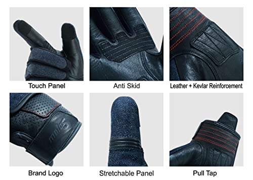 Moto5 Full Finger Motorcycle Gloves Touchscreen Premium Denim & Leather Street Motorcycle Gloves For Men,Women Durable Motorcycle Knuckle Protection #TOP5