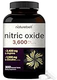 NatureBell Nitric Oxide Supplement for Men & Women – Pre-Workout Formula with L-Arginine & L-Citrulline – 3,600mg, 300 Bisected Tablets (100 Servings) – Max Strength – Non-GMO, Gluten Free*