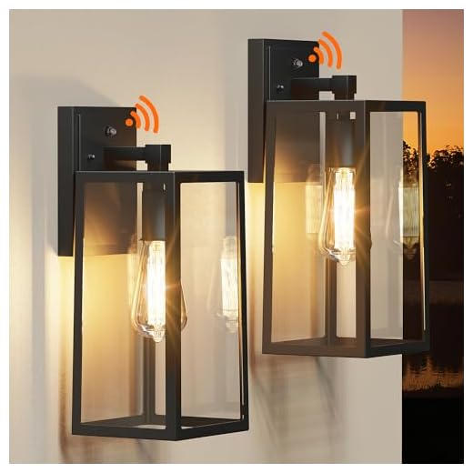 Dusk to Dawn Outdoor Light Fixtures Wall Mount, Sensor Porch Lights, Anti-Rust Wall Light, Exterior Wall Sconce Lighting, Wall Lamp, Waterproof Wall Lantern for Doorway, Garage, 2-PACK (Bulb Included)