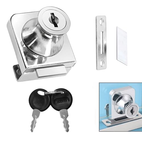 Serrures De Vitrine, Serrure En Alliage De Zinc Sans Perçage Avec 2 Clés, Serrure Armoire Antirouille, Pour Porte En Verre De 5-8MM, Pour Maison Et Magasins
