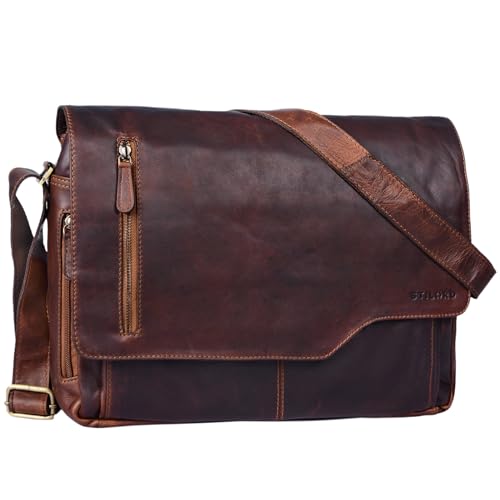 STILORD Ledertasche für Herren Cognac - Aktentasche mit 15.6 Zoll Laptopfach - Frauen & Männer Business-Tasche für Office, Uni & Büro - Umhängetasche Marlon