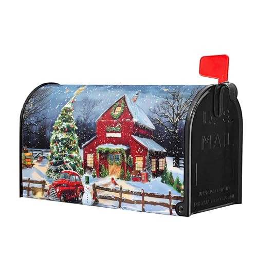 Image of Winter Mailbox Covers Magnetic Standard Size 18 X 21 Inch Christmas Tree Mailbox Cover Snowman Red Truck Mailbox Wraps Post Box Cover Decoration Outdoor Garden Home Yard Outside