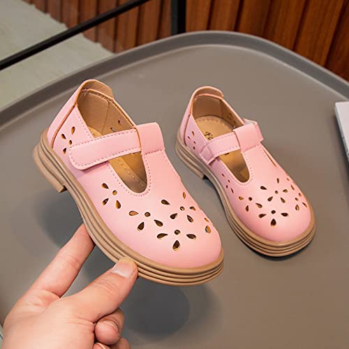 Sapatos de princesa para meninas para primavera e outono novos sapatos vazados pequenos de couro par