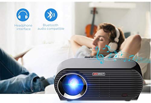 Diagram showing VIVIBRIGHT GP100UP projector's rear ports: Headset, Audio equipment (AV), USB, Hard disk (USB), HDMI, RJ45-LAN, VGA