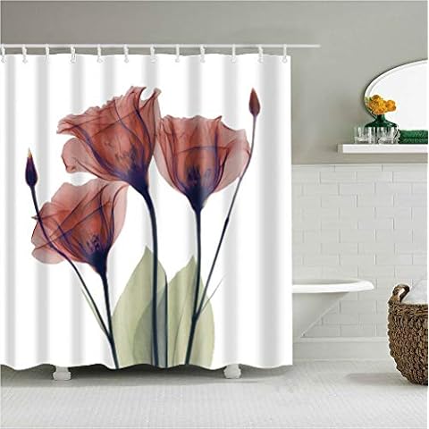YONG-SHENG The floral shower curtain Waterproof Mildew Resistant Polyester Fabric Bathroom Setswith 12 Hooks(180 x 180 cm|100% Polyester) Cover
