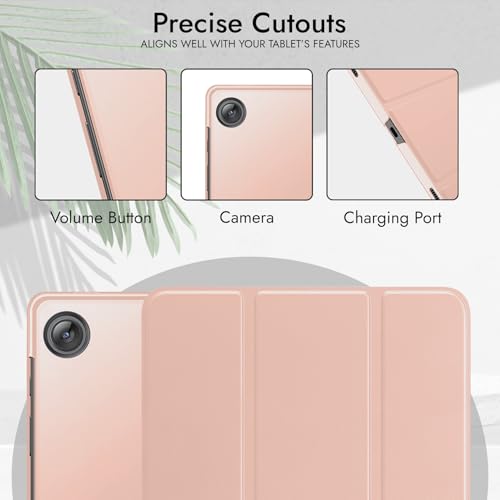 Image of Robustrion Cover for Samsung Galaxy Tab A11 Plus Cover Case 11 inch, Flip Cover Case for Samsung Galaxy Tab A11 Plus Cover /Tab A11+ Tablet Cover with Translucent Back - Rose Gold