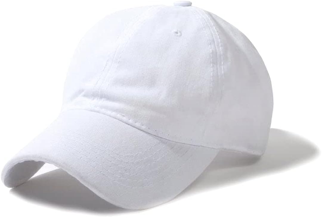 Washed Baseball Cap, Vintage Plain Dad Hats for Men/Woman, Unstructured Low Profile Denim Blank Cap - Pearl White at  Men’s Clothing store