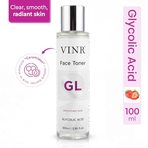 Image of VINR 7% Glycolic Acid Toner For Glowing Skin with 2% Niacinamide & 0.5% Hylauronic Acid |Dull & Uneven Texture, Pores & Blackheads | Hydrating Daily Face Toner for Women & Men | All Skin Types - 500ml(Pack of 5)