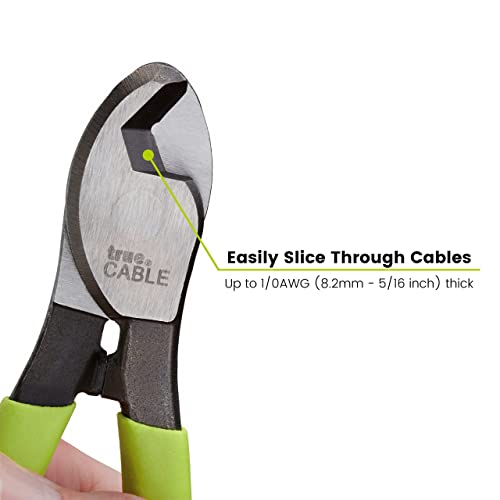 Image of TRUE CABLE Heavy Duty Cable Cutters, Hardened Carbon Steel Wire Cutter, Cuts Copper & Aluminum Up to 1 /0 AWG, Durable Hand Tool for Electricians, Comfortable Grip, Precise Clean Cuts, 1pcs