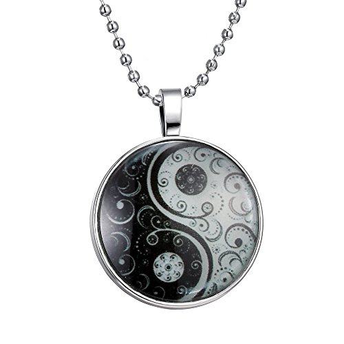 Feilok Collier pendentif motif classique Taichi Yin Yang, brille d'une superbe couleur bleu