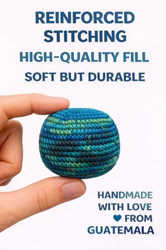 Funny Guy Mugs Footbag Balls 3 Pack Handmade Crocheted Kick Toss Balls from Guatemala Assorted Patterns Deep Sea - Thumbnail 5