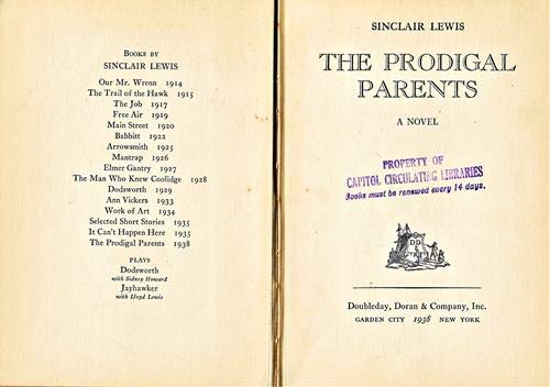 THE PRODIGAL PARENTS by SINCLAIR LEWIS Doubleda... B08LLCYQ59 Book Cover