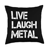 Metalhead Thrash Metal Hardcore Metalcore Funny Metalhead Headbanger Live Laugh Metal Throw Pillow, 18x18, Multicolor